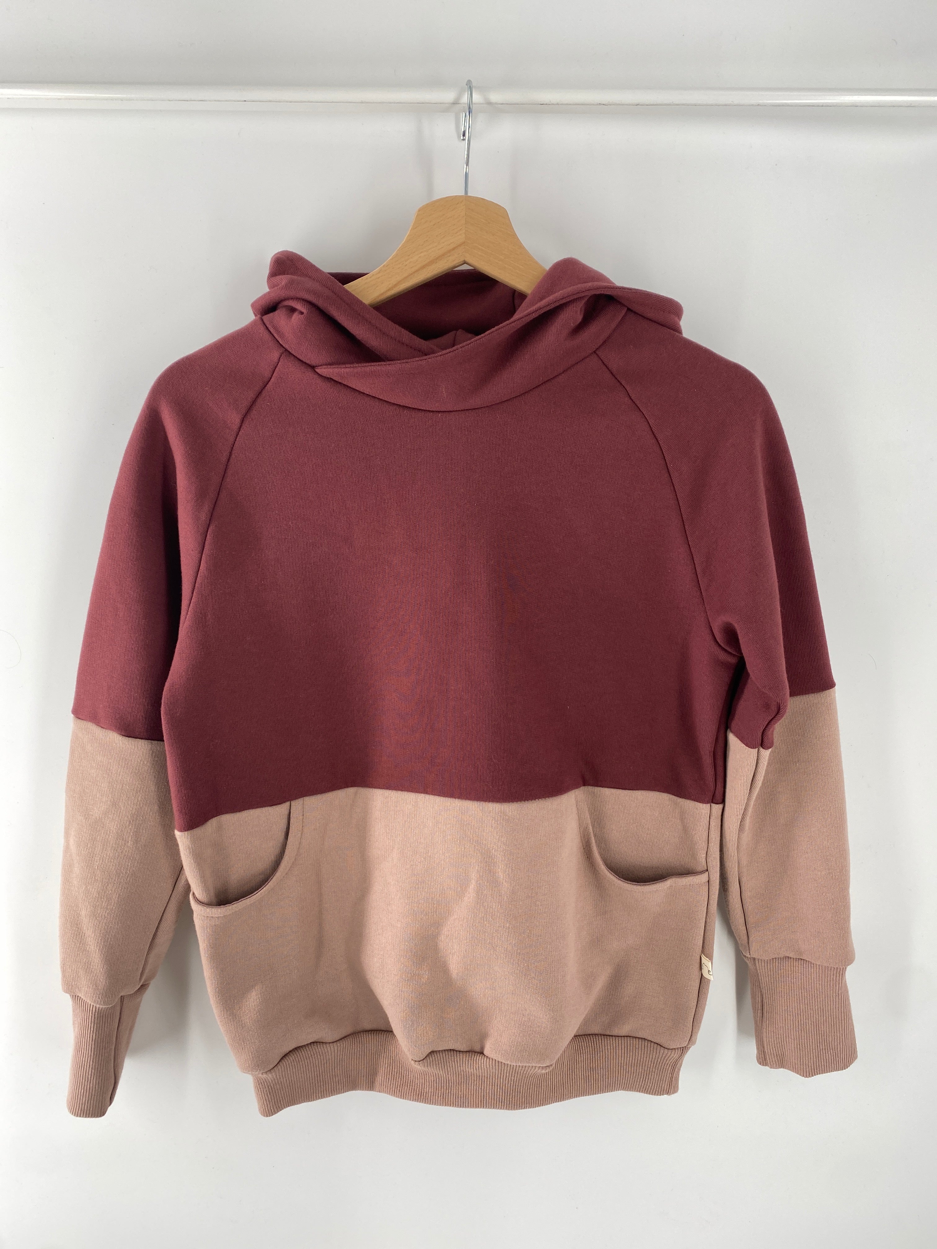 NEU Hoodie Bio-Baumwolle   Burgund/Puder Gr 8/9