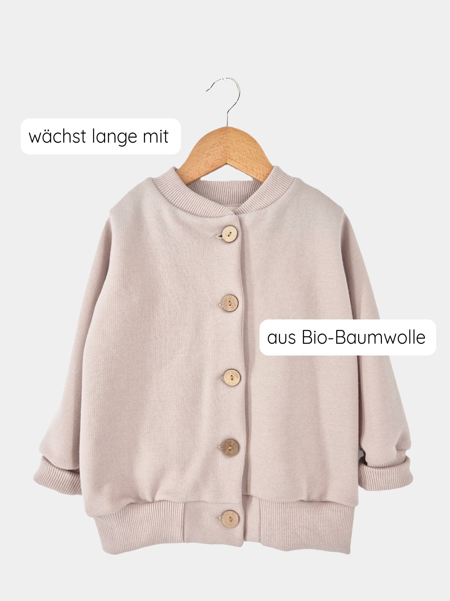 Bomberjacke Bio-Sweat - Sand ab Gr 8/9Y