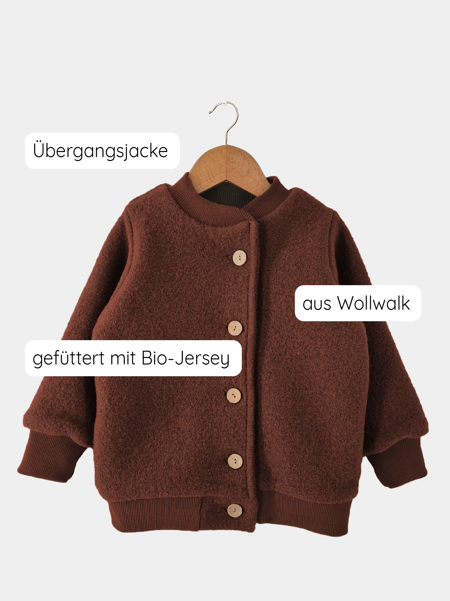 Bomberjacke Wollwalk - Kastanie