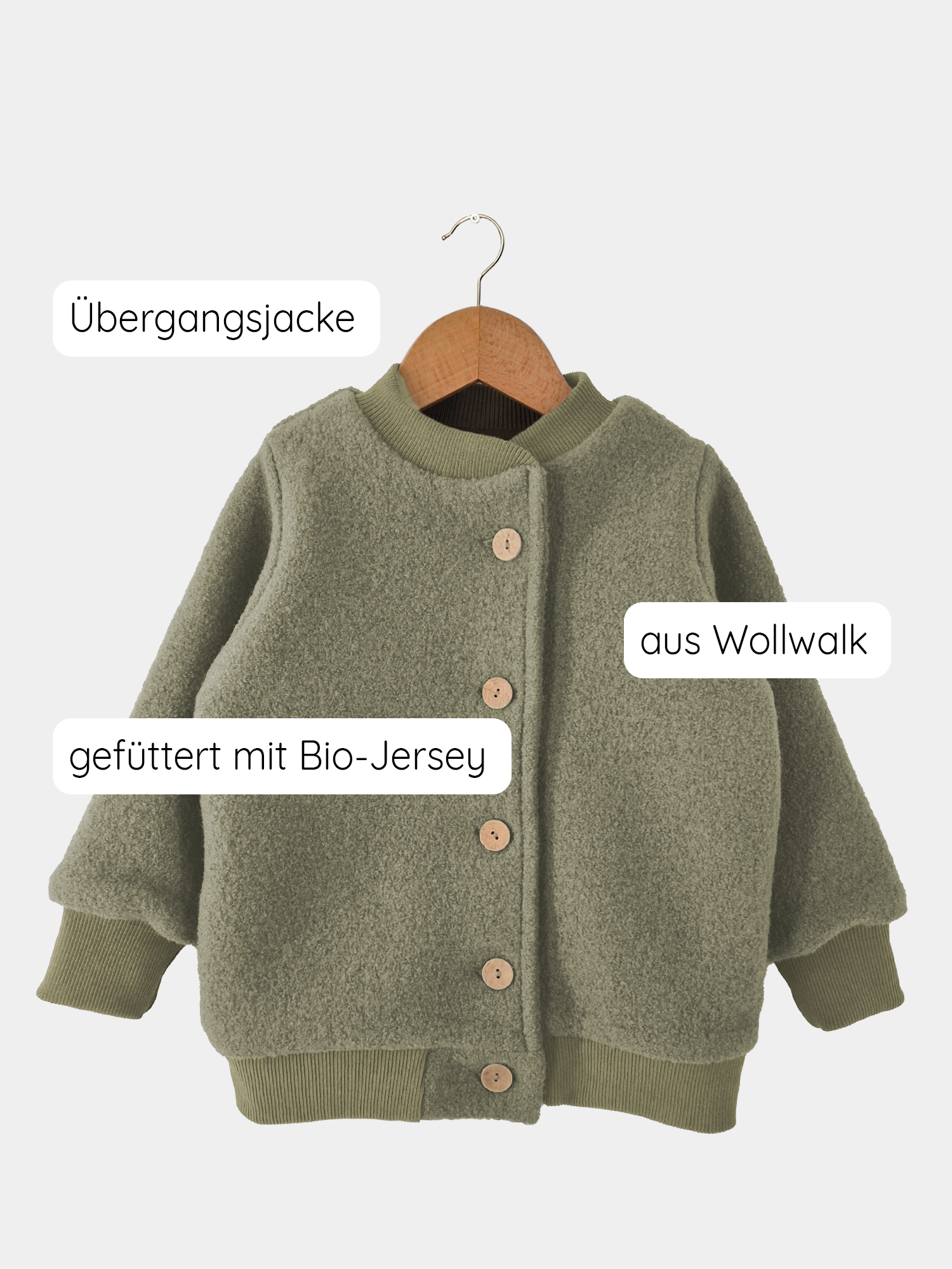 Bomberjacke Wollwalk  - Pistazie