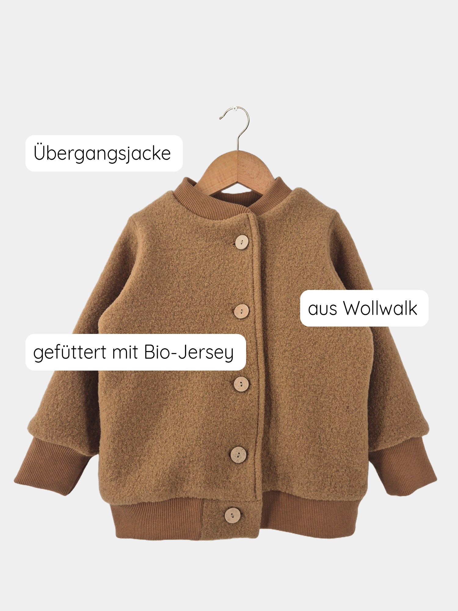 Bomberjacke Wollwalk - Kamel