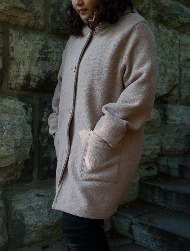 Hooded coat woolwalk - powder