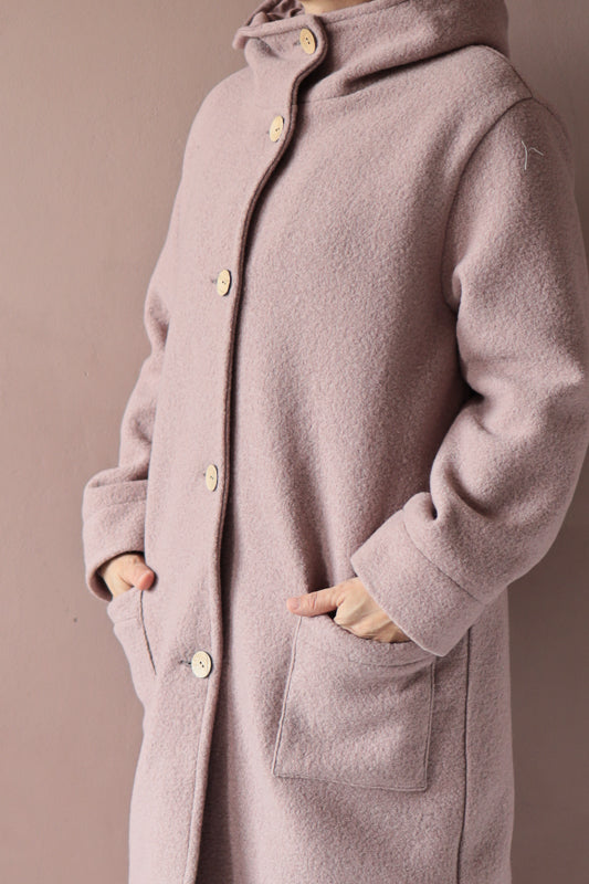 Hooded coat woolwalk - powder