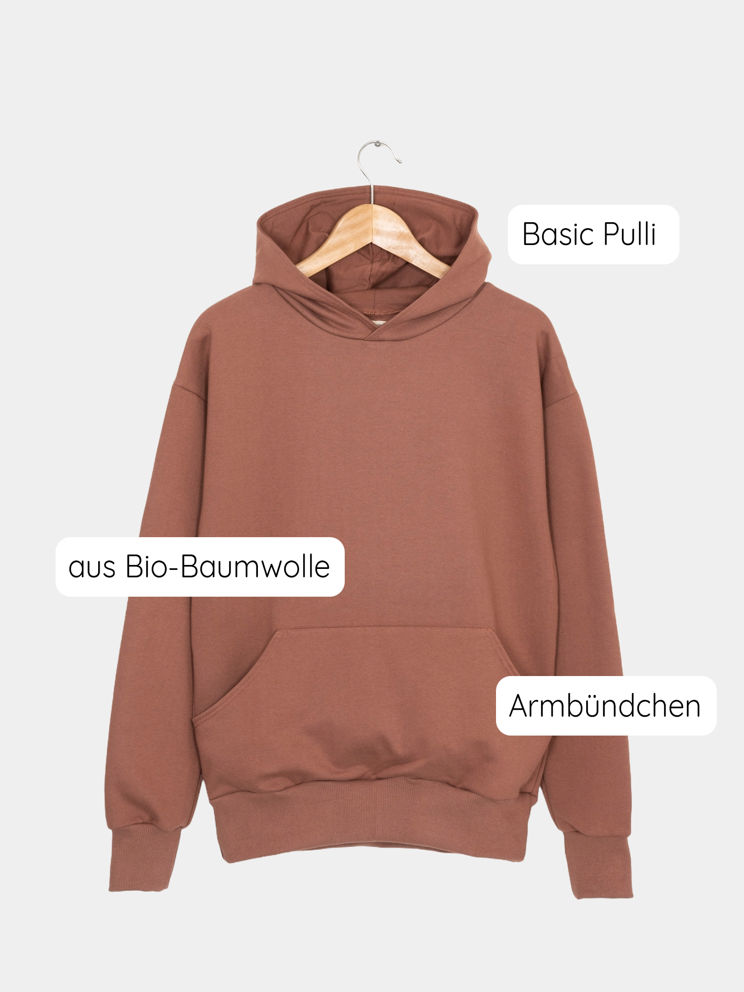 Hoodie Bio-Sweat - Zimt