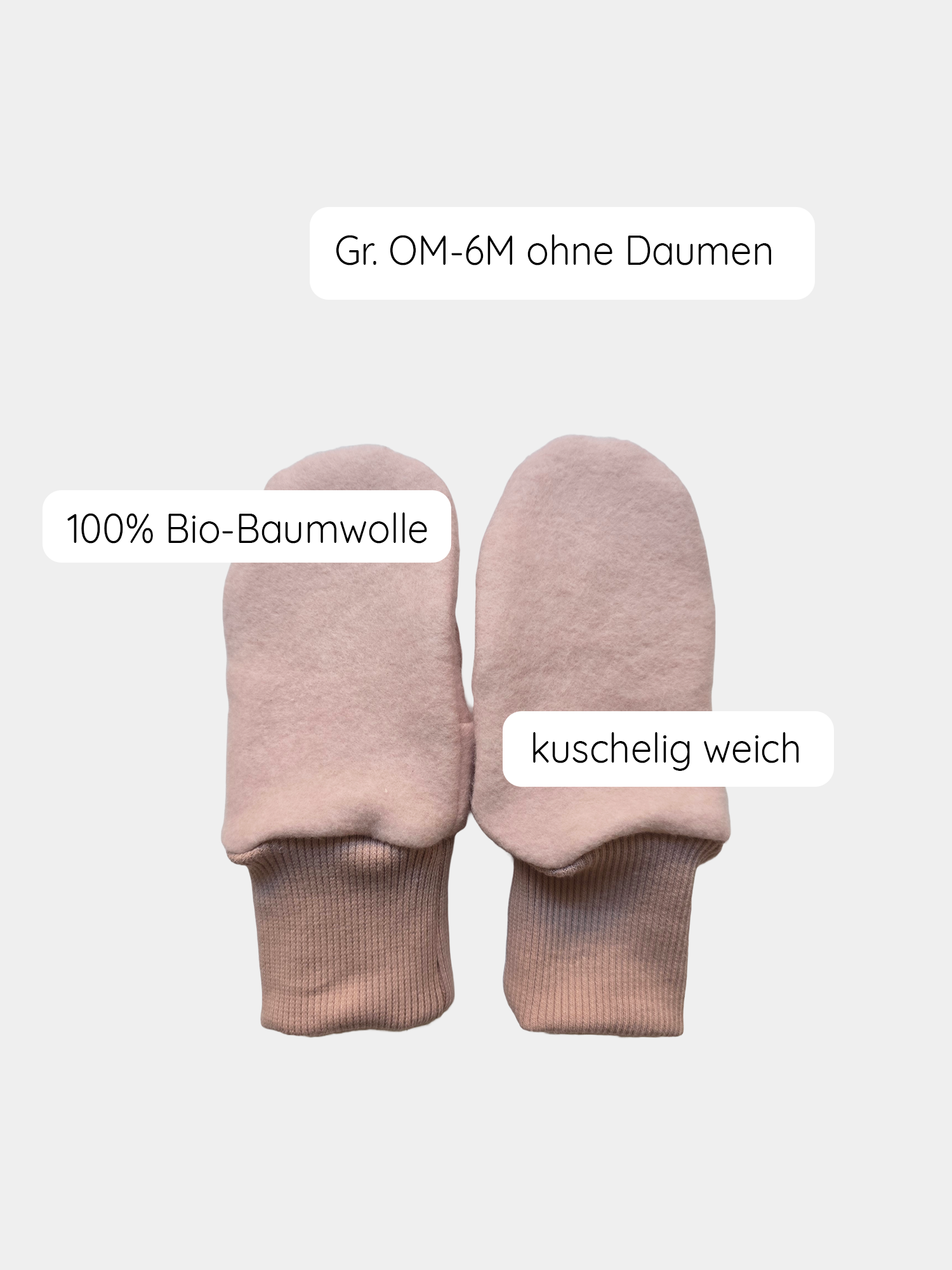 Handschuhe Bio-Plüsch Puder Gr 4/5Y-8/9Y