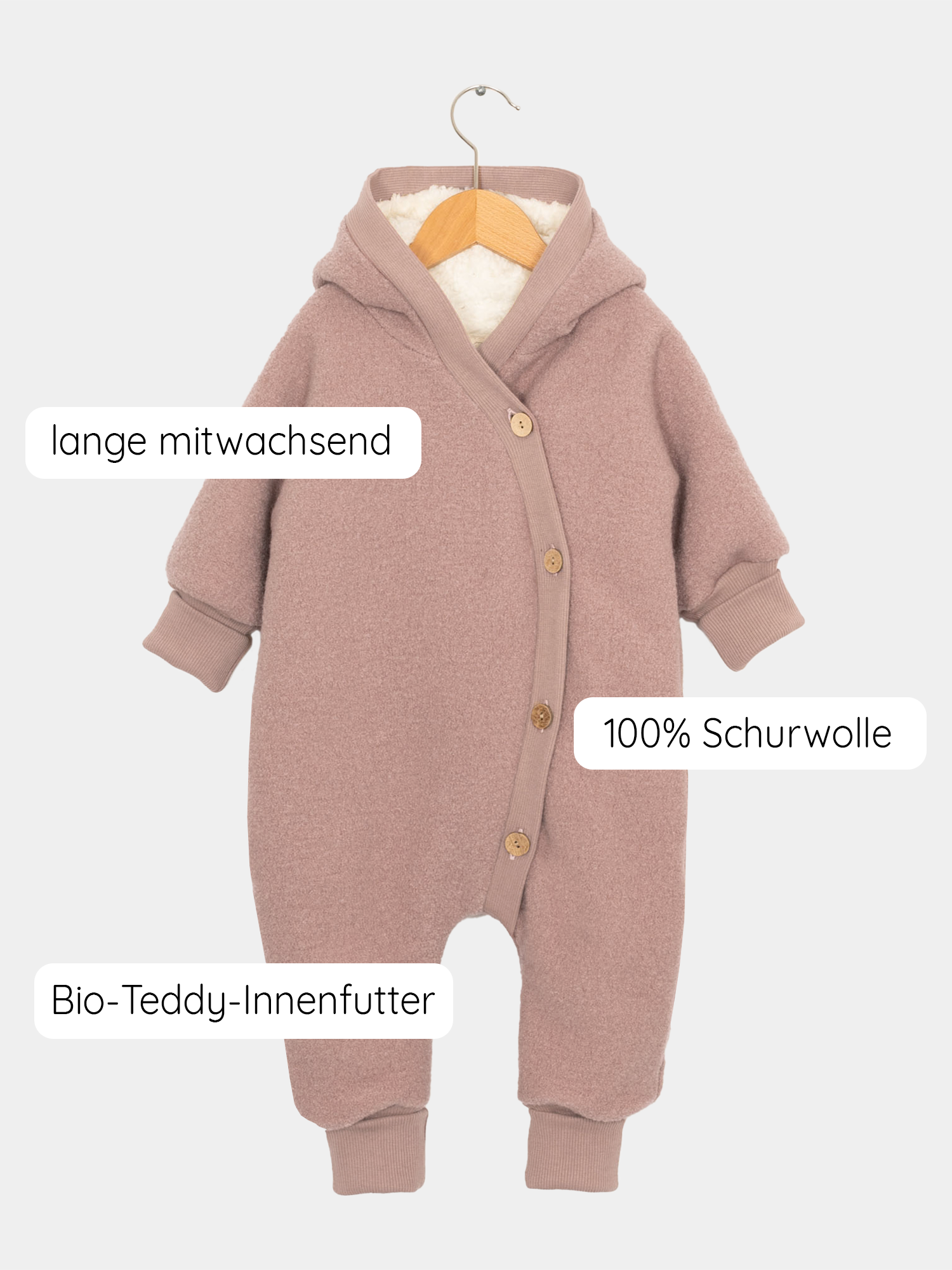 Teddy-Kuschelanzug Wollwalk - Puder