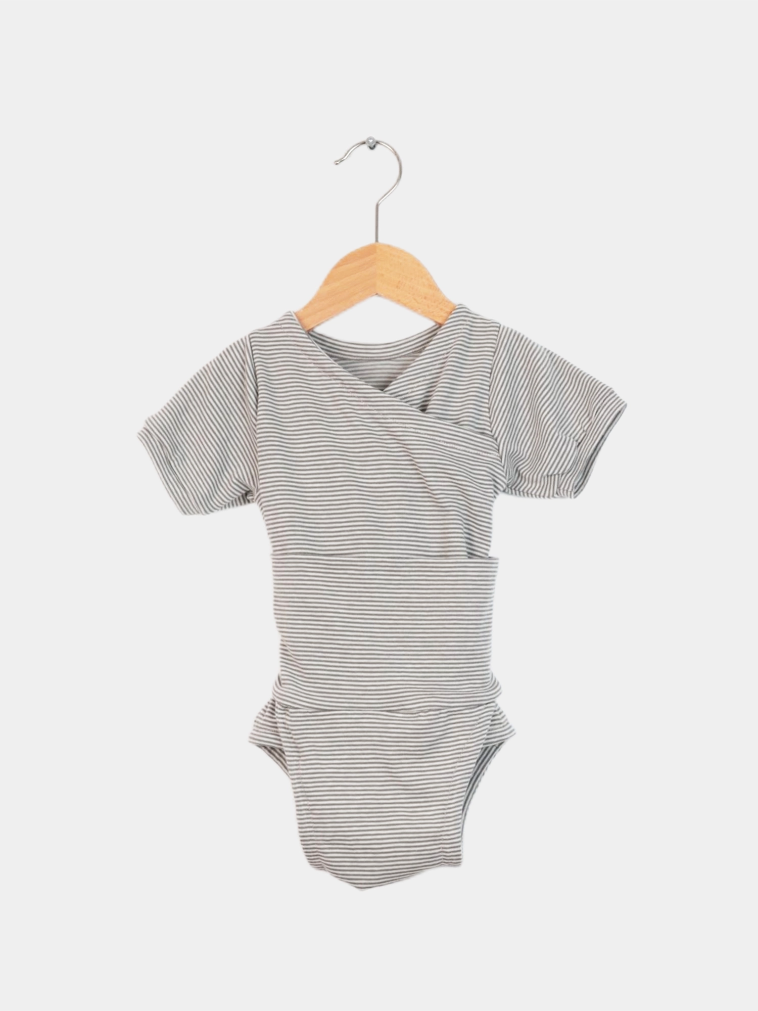 Kurzarm Loopbody Bio-Ringel- mitwachsender Babybody - Maus