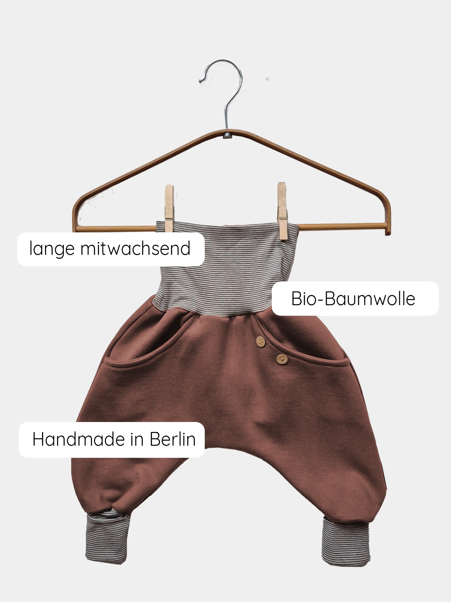 Knickerbocker Bio-Sweat mit Ringelbündchen - Zimt