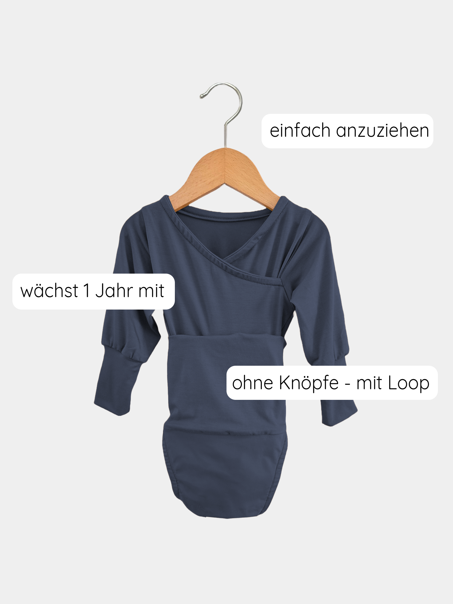 Loopbody Bambus - mitwachsender Babybody - Blaubeere