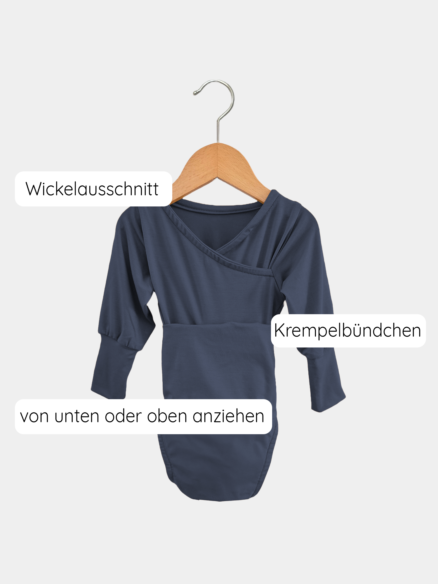 Loopbody Bambus - mitwachsender Babybody - Blaubeere