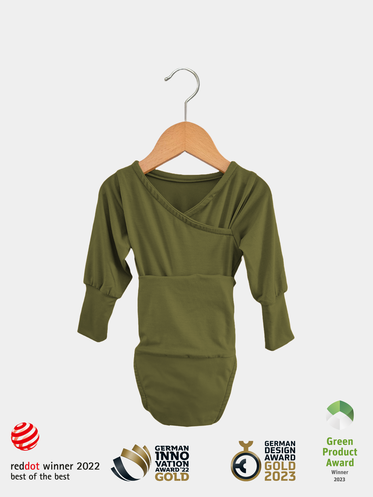 Loopbody Bamboo - Baby Bodysuit That Grows With Your Baby - Olive