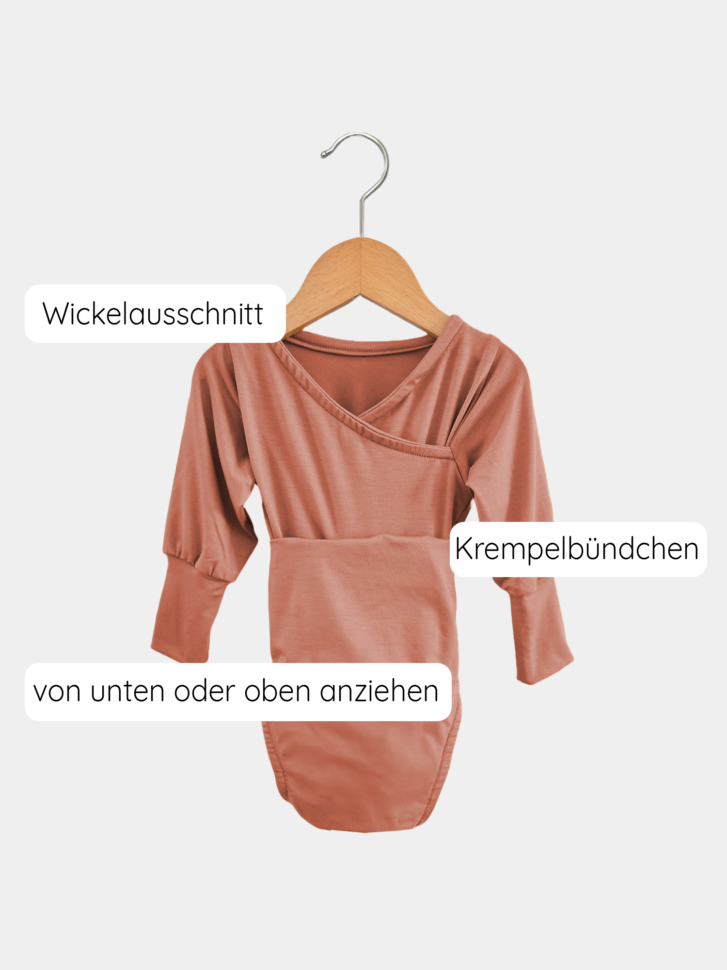 Loopbody Bambus - mitwachsender Babybody - Pfirsich