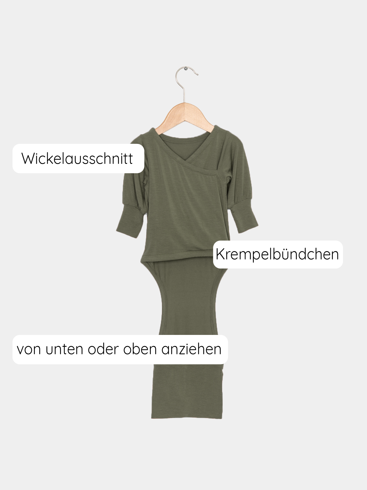 Loopbody Kaschmir-Mix - mitwachsender Babybody - Avocado