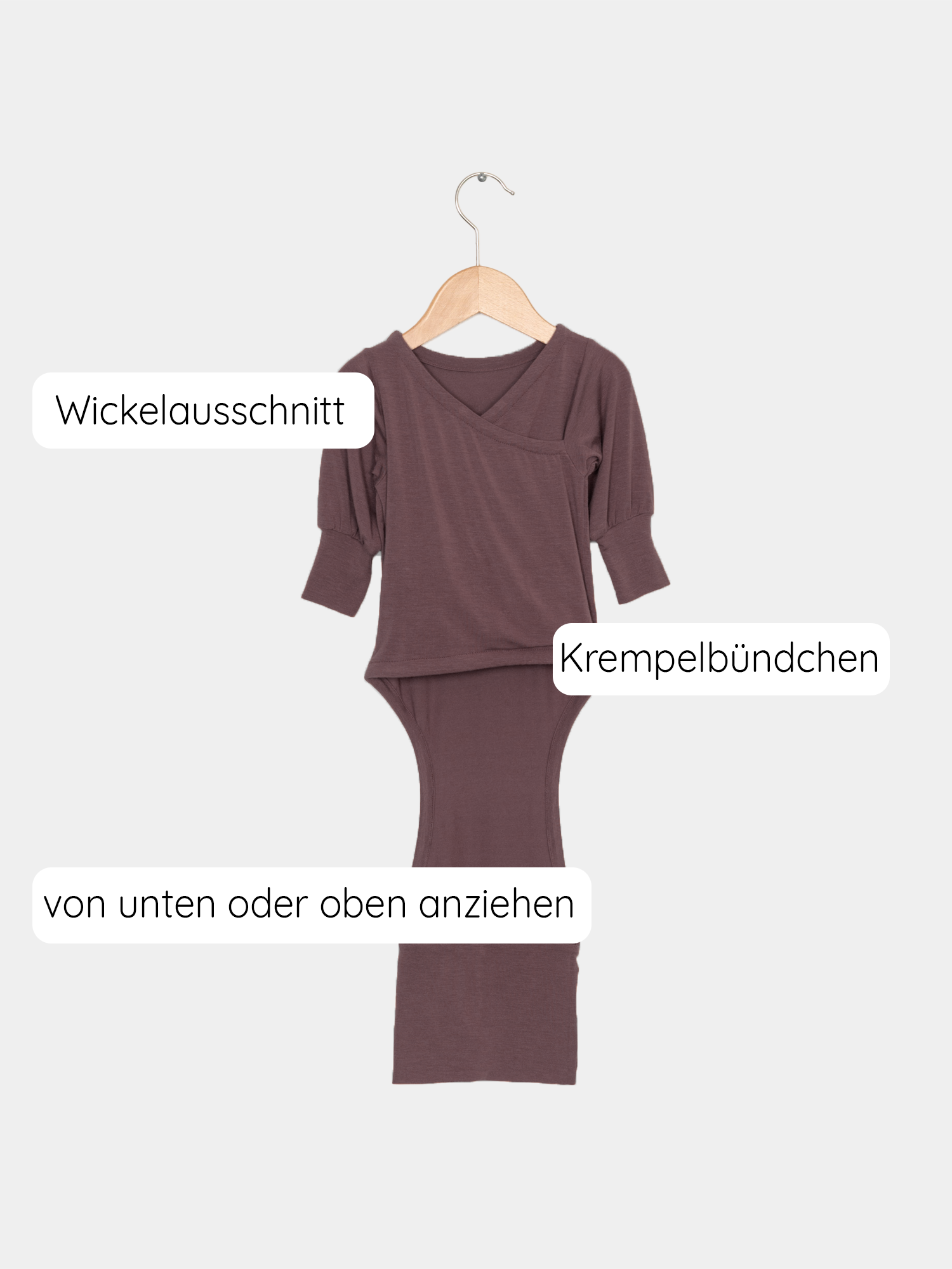 Loopbody Kaschmir-Mix - mitwachsender Babybody - Malve