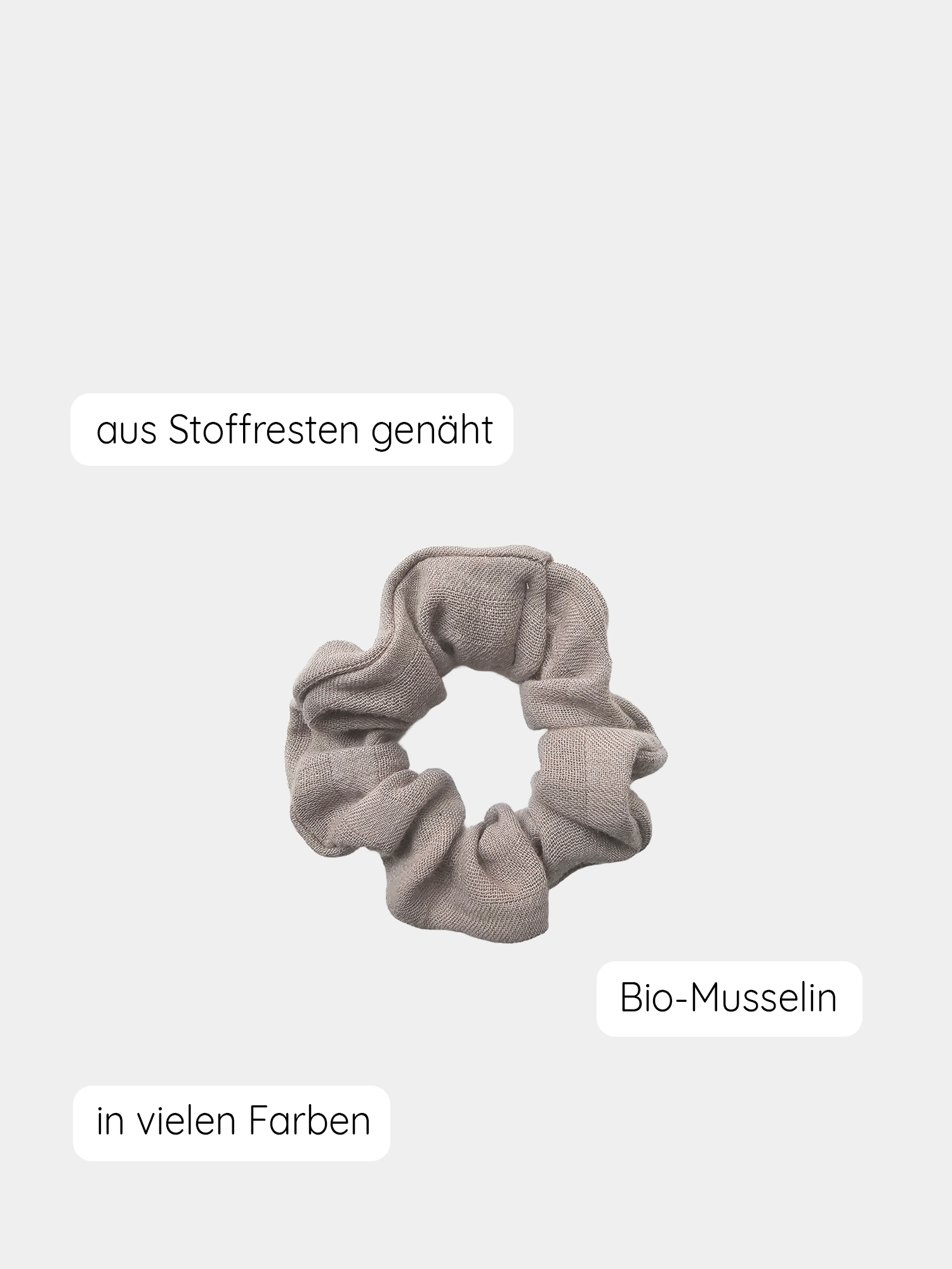 Upcycling Scrunchies Bio-Musselin-Sand