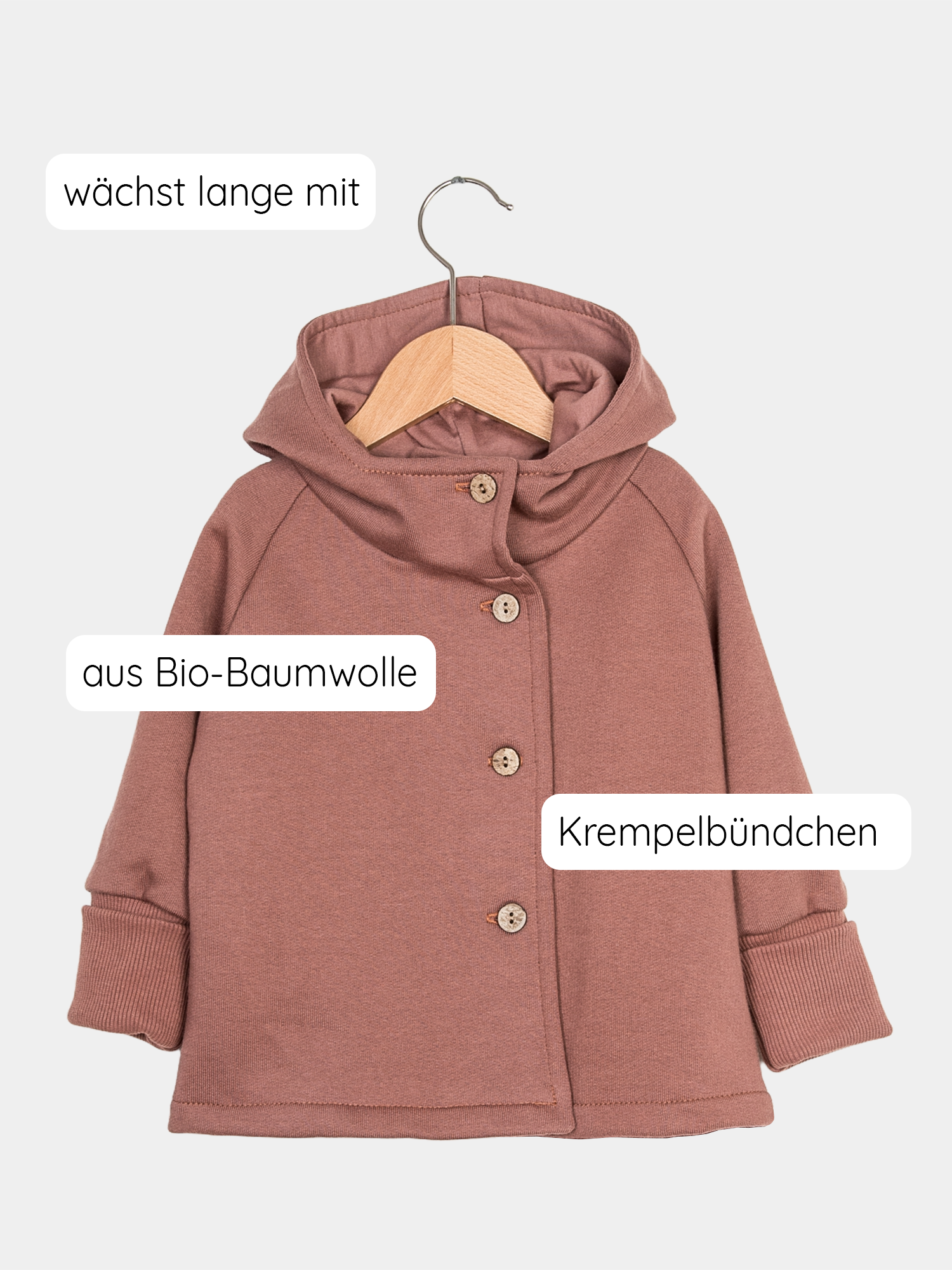 Wichteljacke Bio-Sweat - Zimt