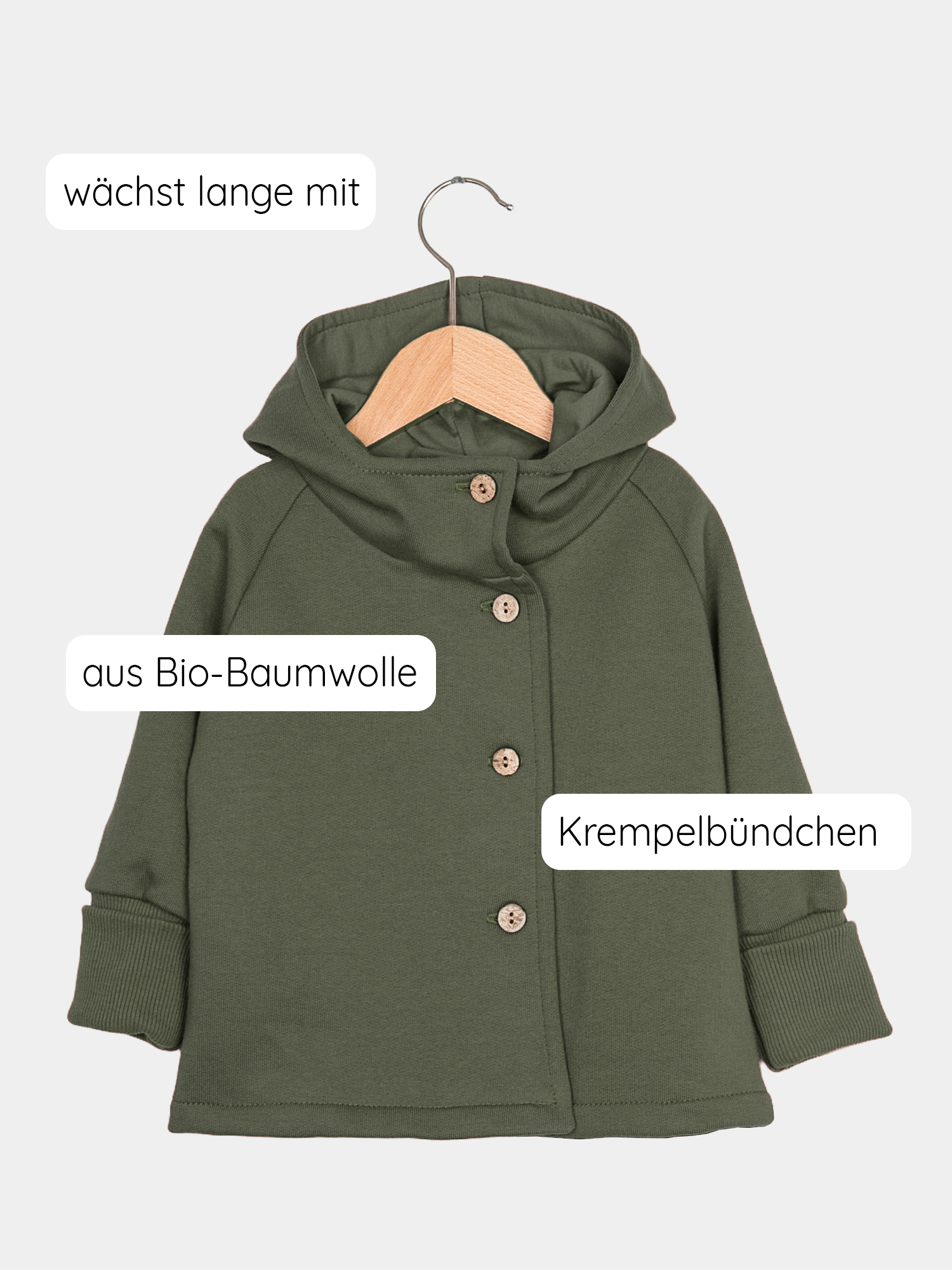 Wichteljacke Bio-Sweat - Avocado