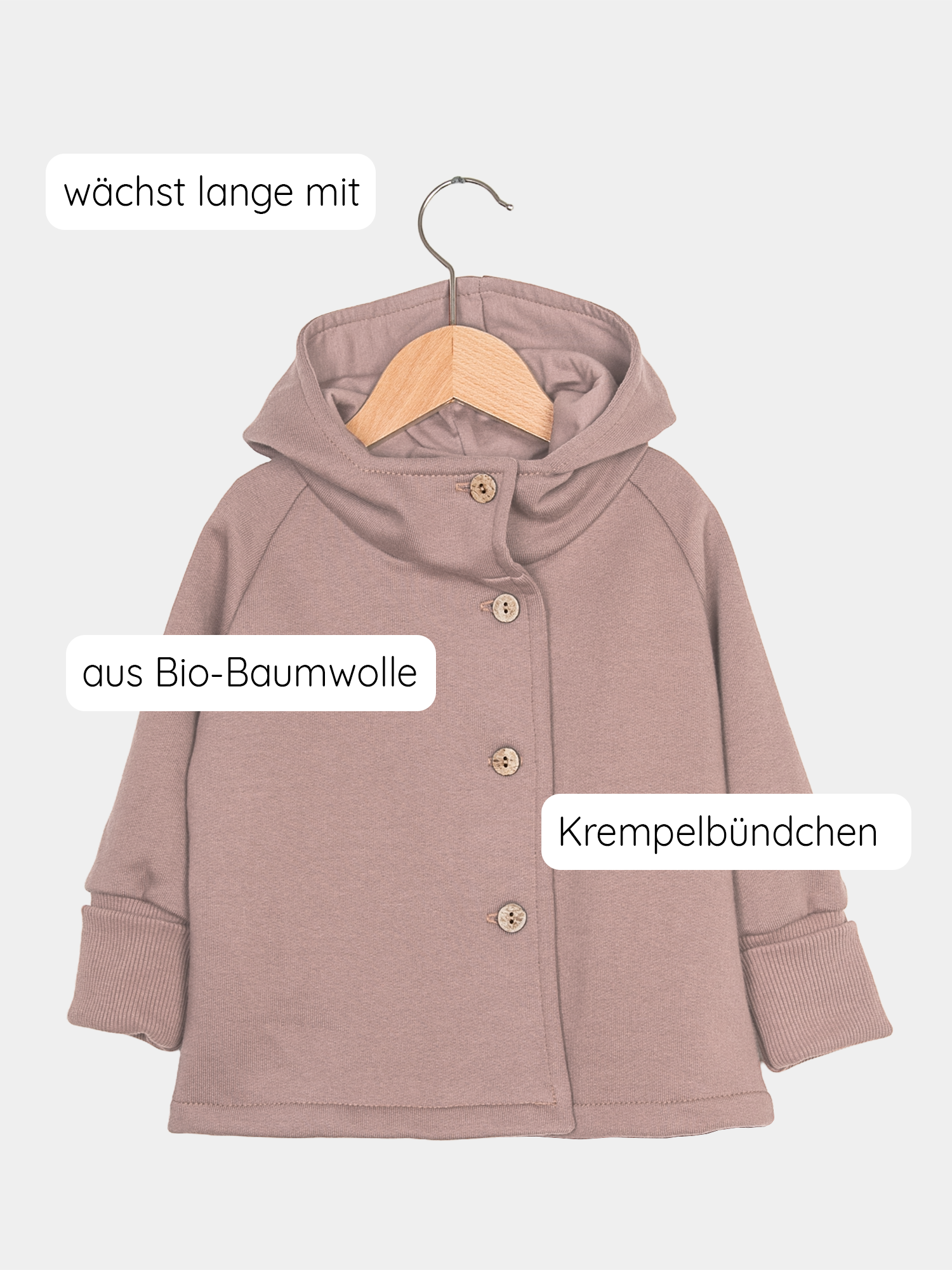 Wichteljacke Bio-Sweat - Puder