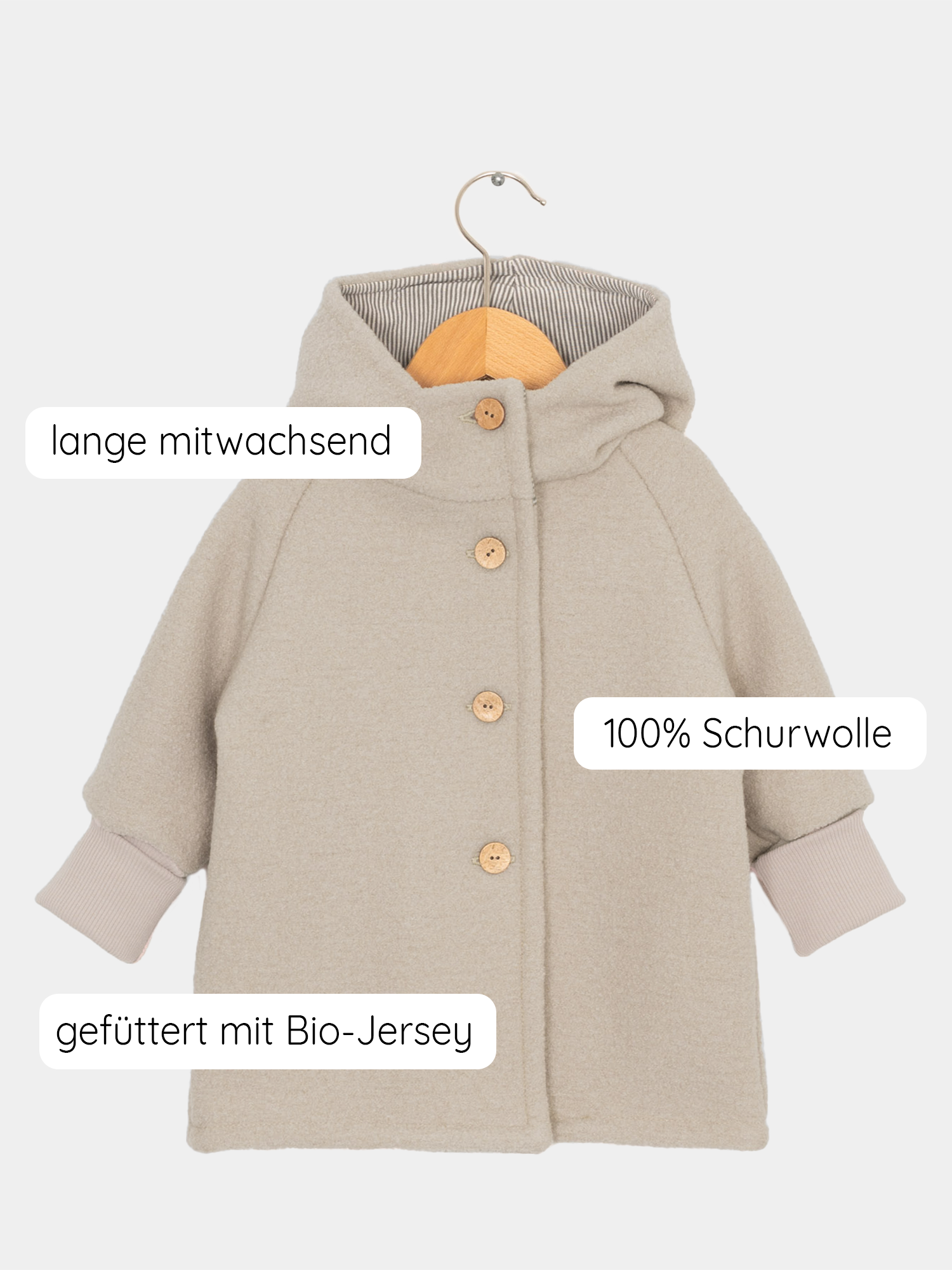 Wichteljacke Wollwalk - Hafer