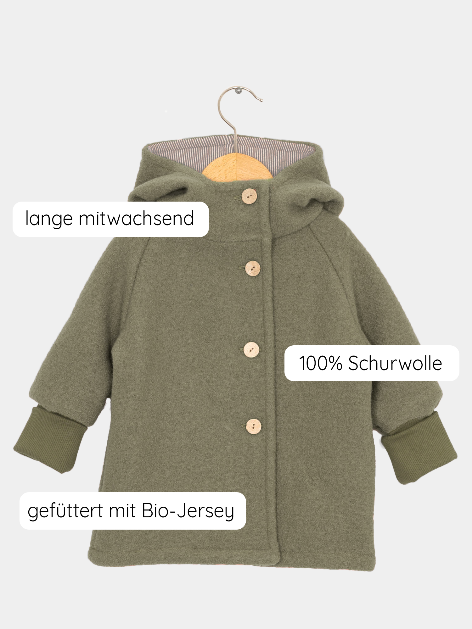 Wichteljacke Wollwalk - Pistazie