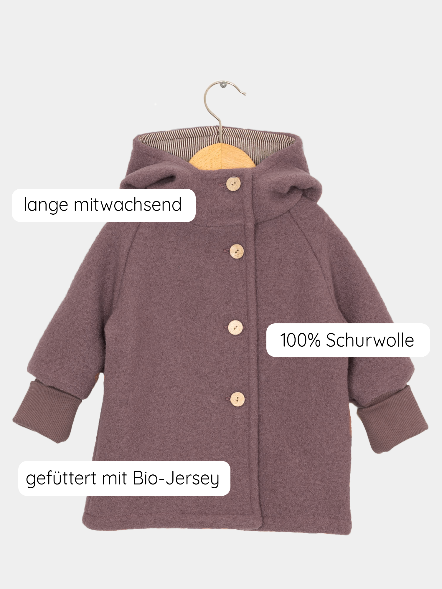 Wichteljacke Wollwalk - Malve