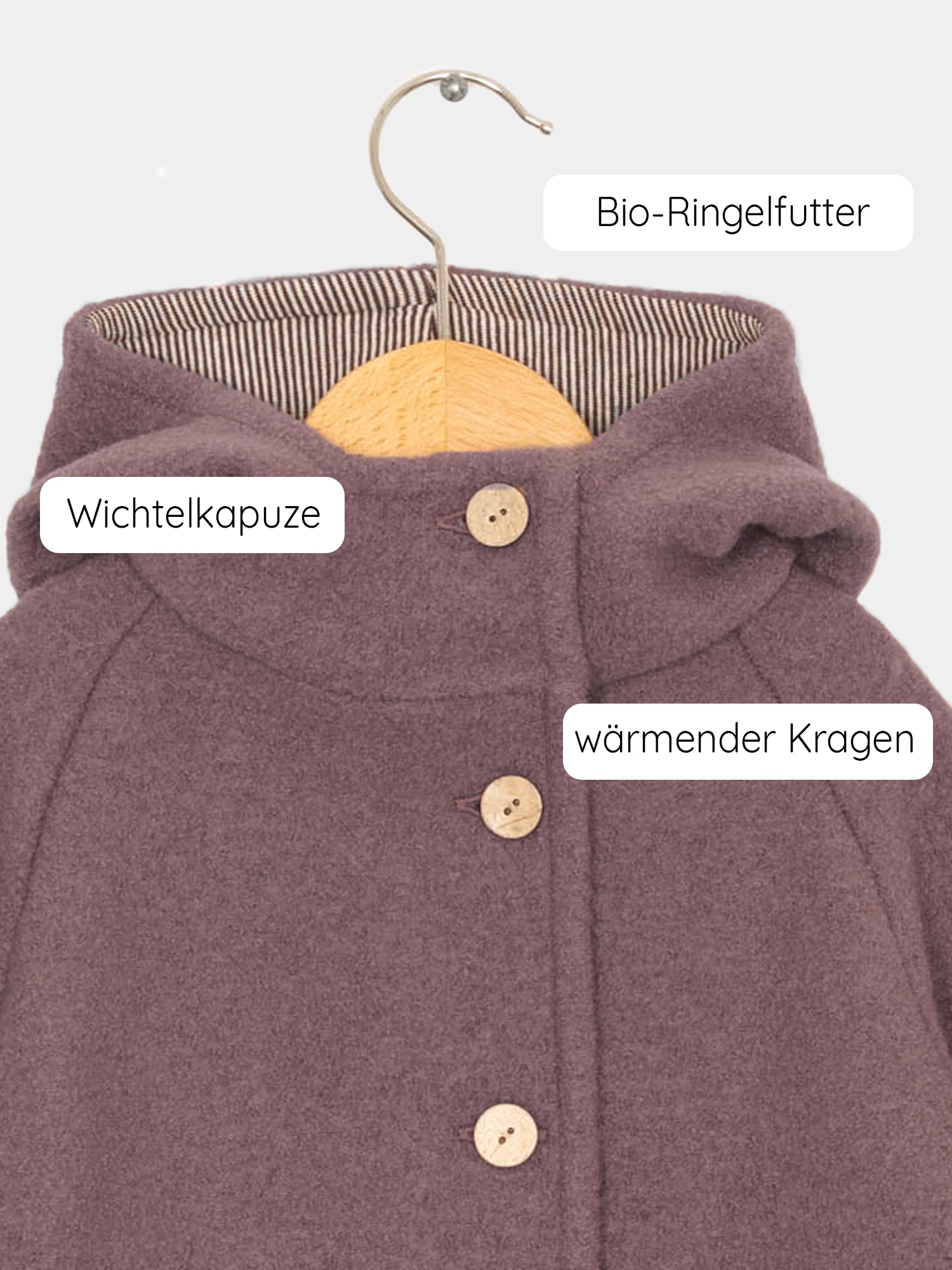 Wichteljacke Wollwalk - Malve