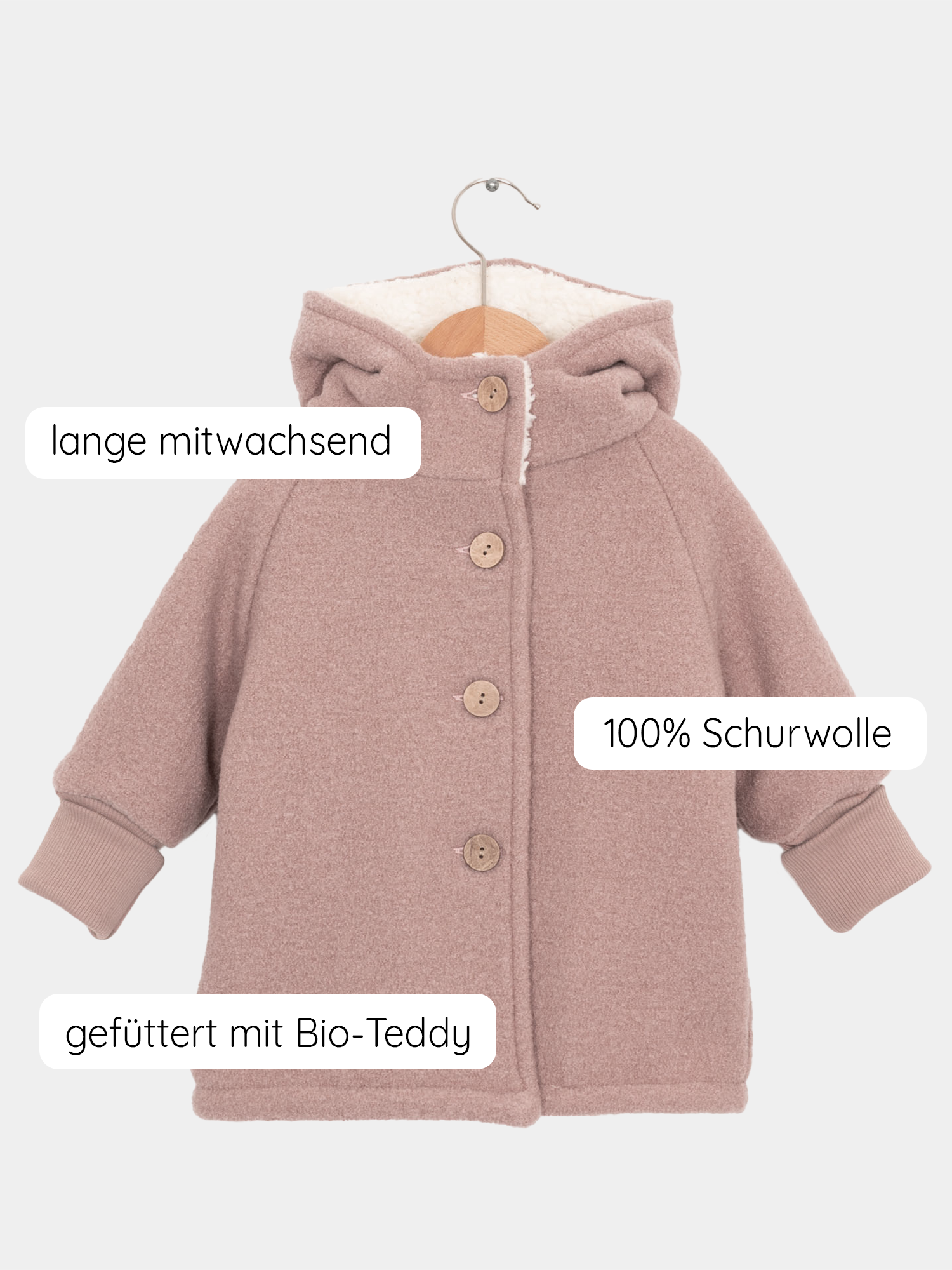 Teddy-Wichteljacke Wollwalk - Puder