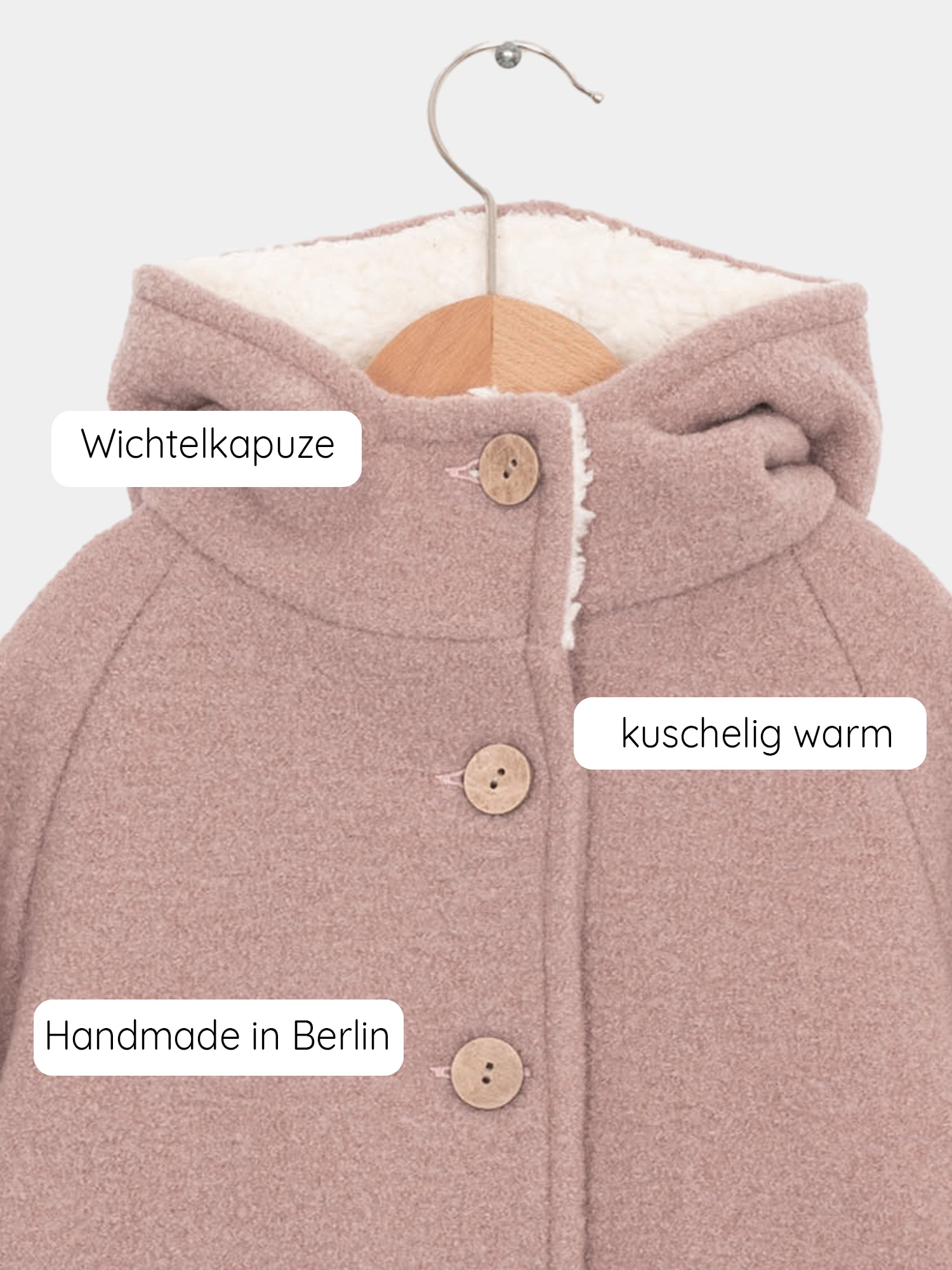 Teddy-Wichteljacke Wollwalk - Puder