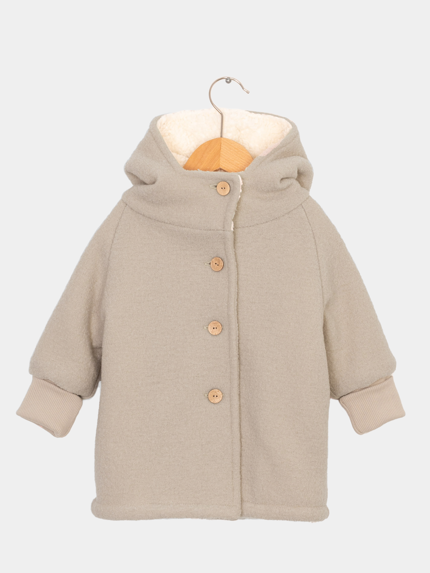 Teddy-Wichteljacke Wollwalk - Hafer