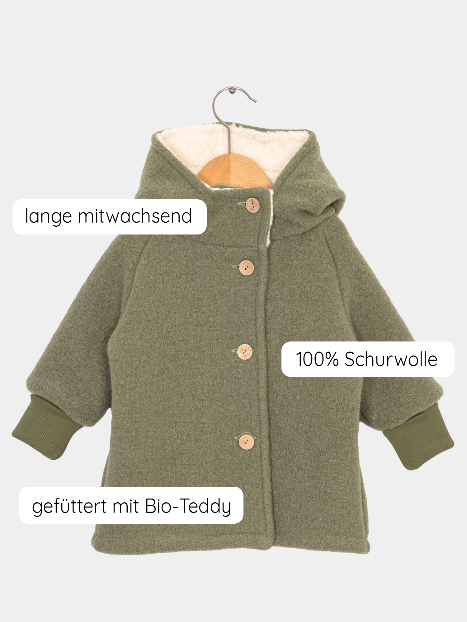 Teddy-Wichteljacke Wollwalk - Pistazie