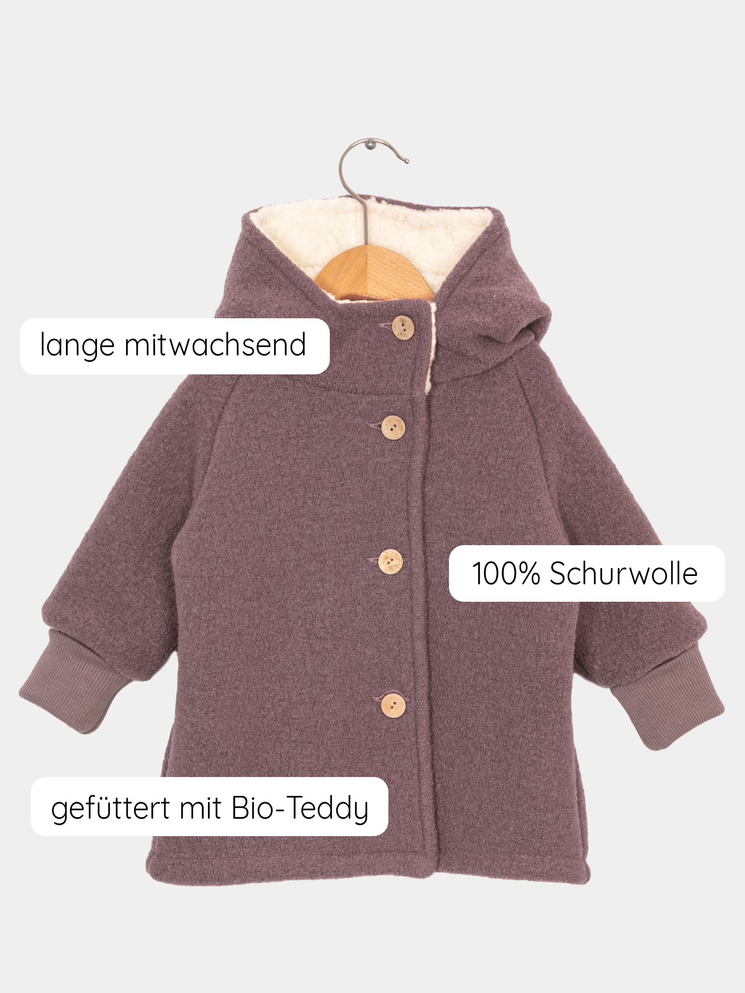 Teddy-Wichteljacke Wollwalk - Malve