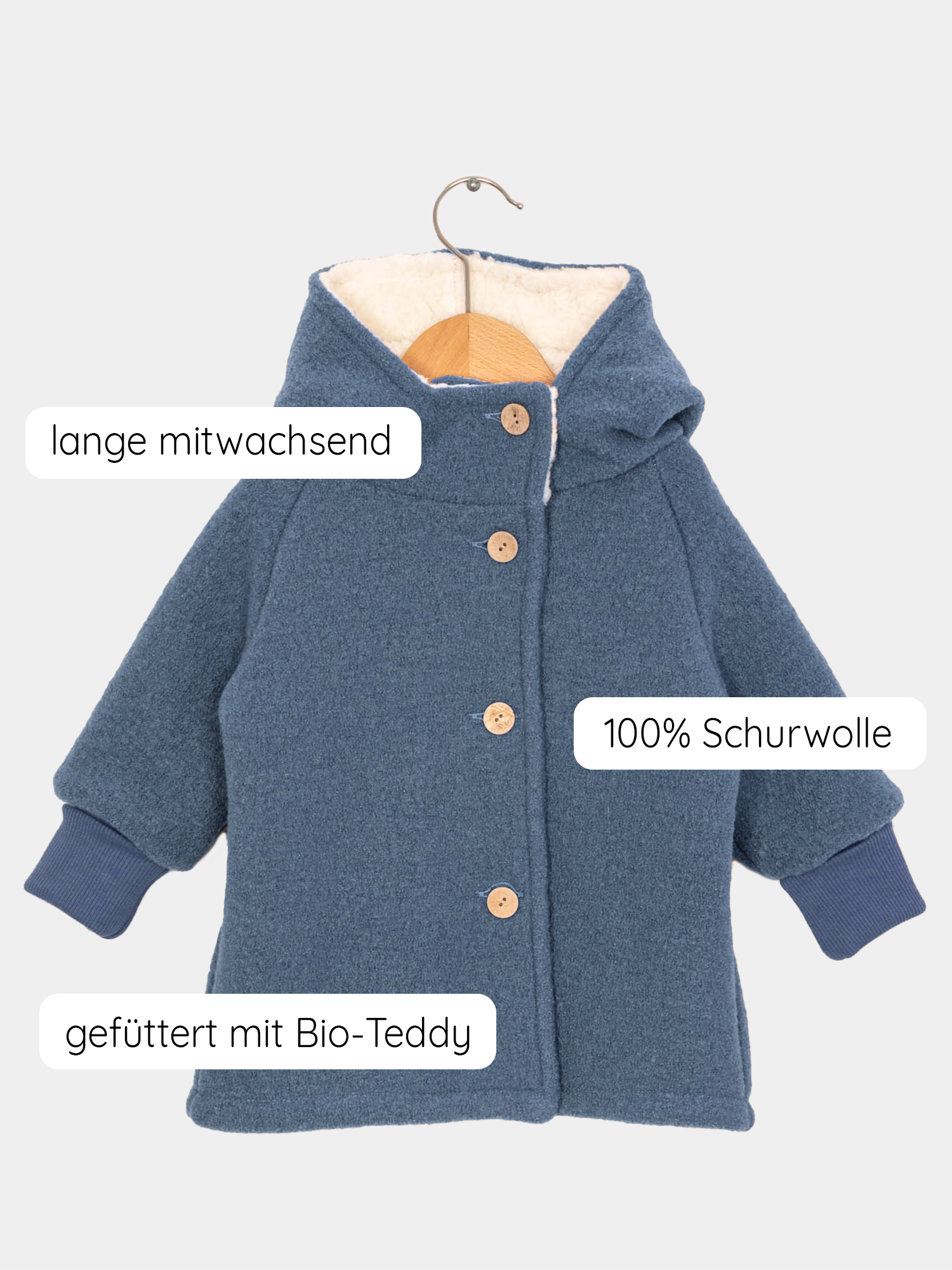 Teddy-Wichteljacke Wollwalk - Ozean