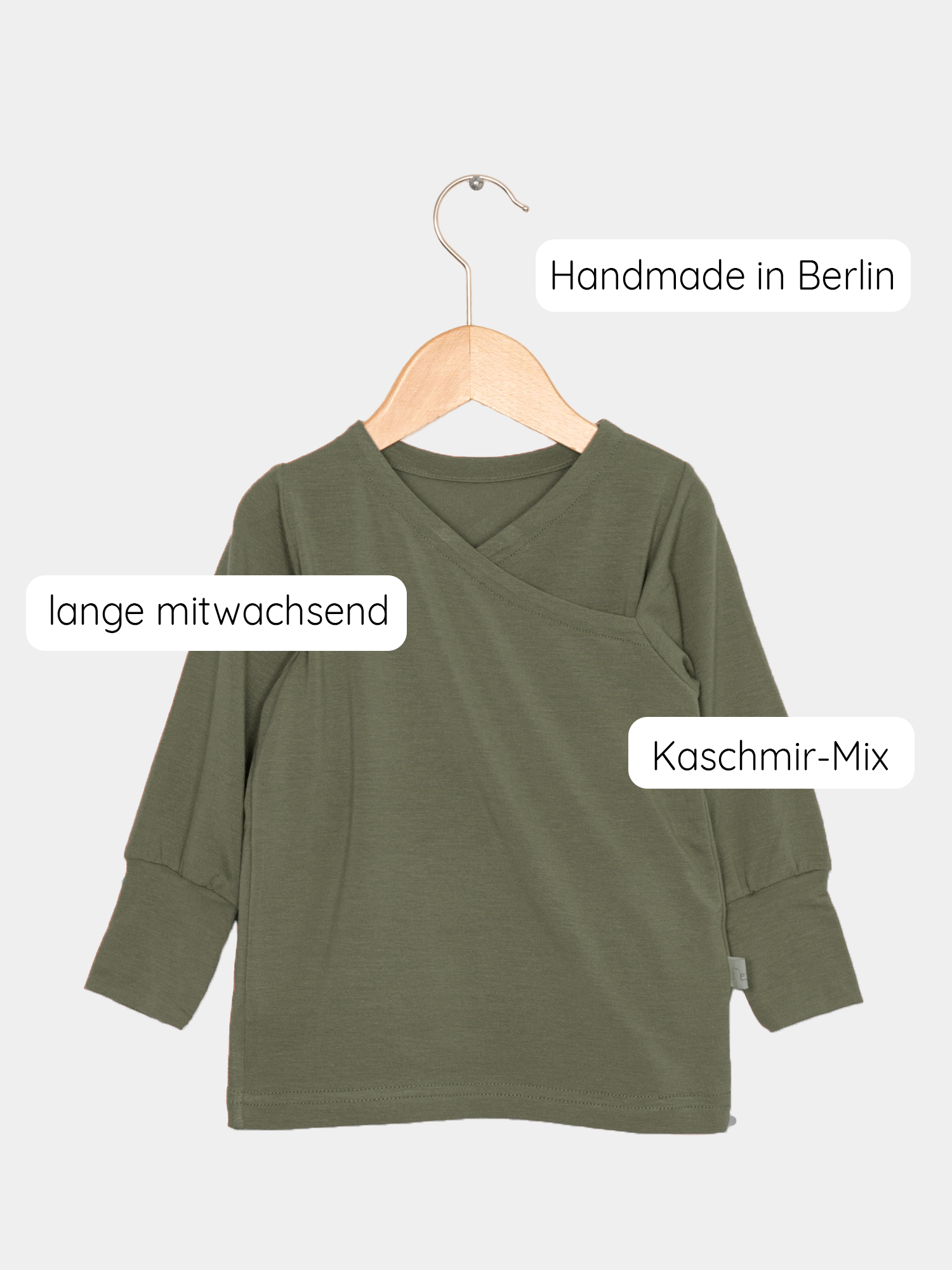 Wickelshirt aus Kaschmir-Mix - Avocado