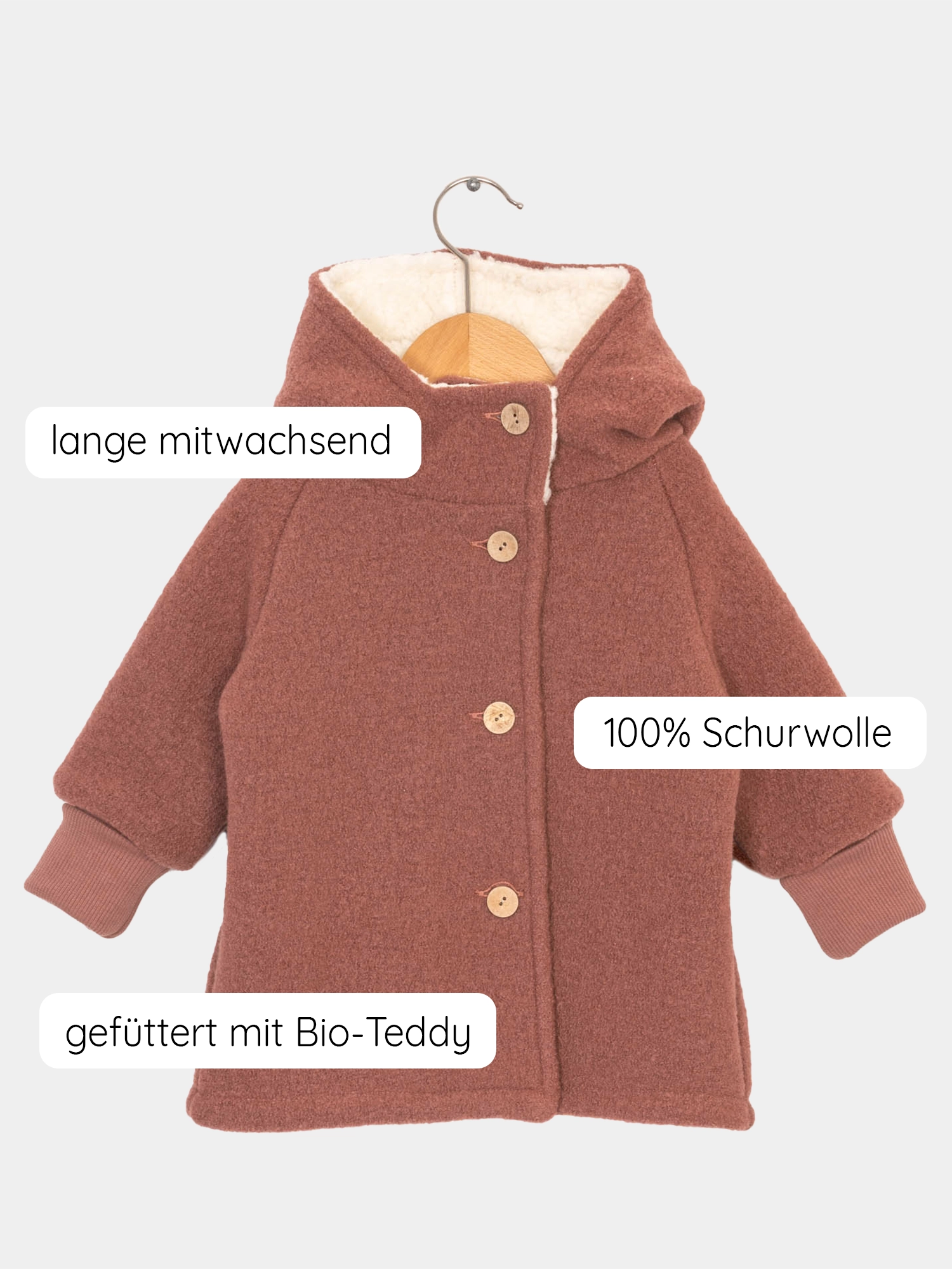 Teddy gnome jacket woolwalk - cinnamon