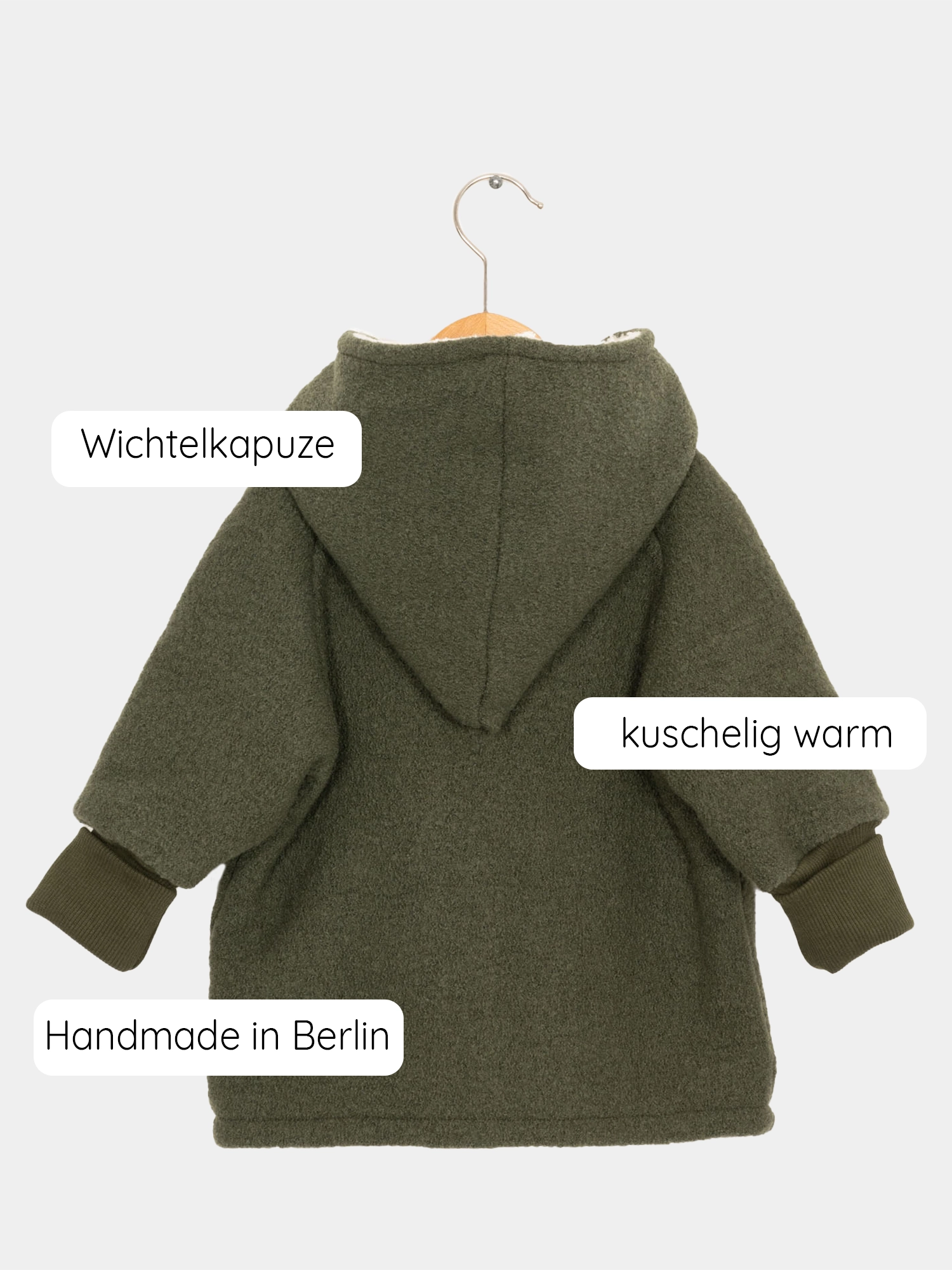 Teddy-Wichteljacke Wollwalk - Avocado