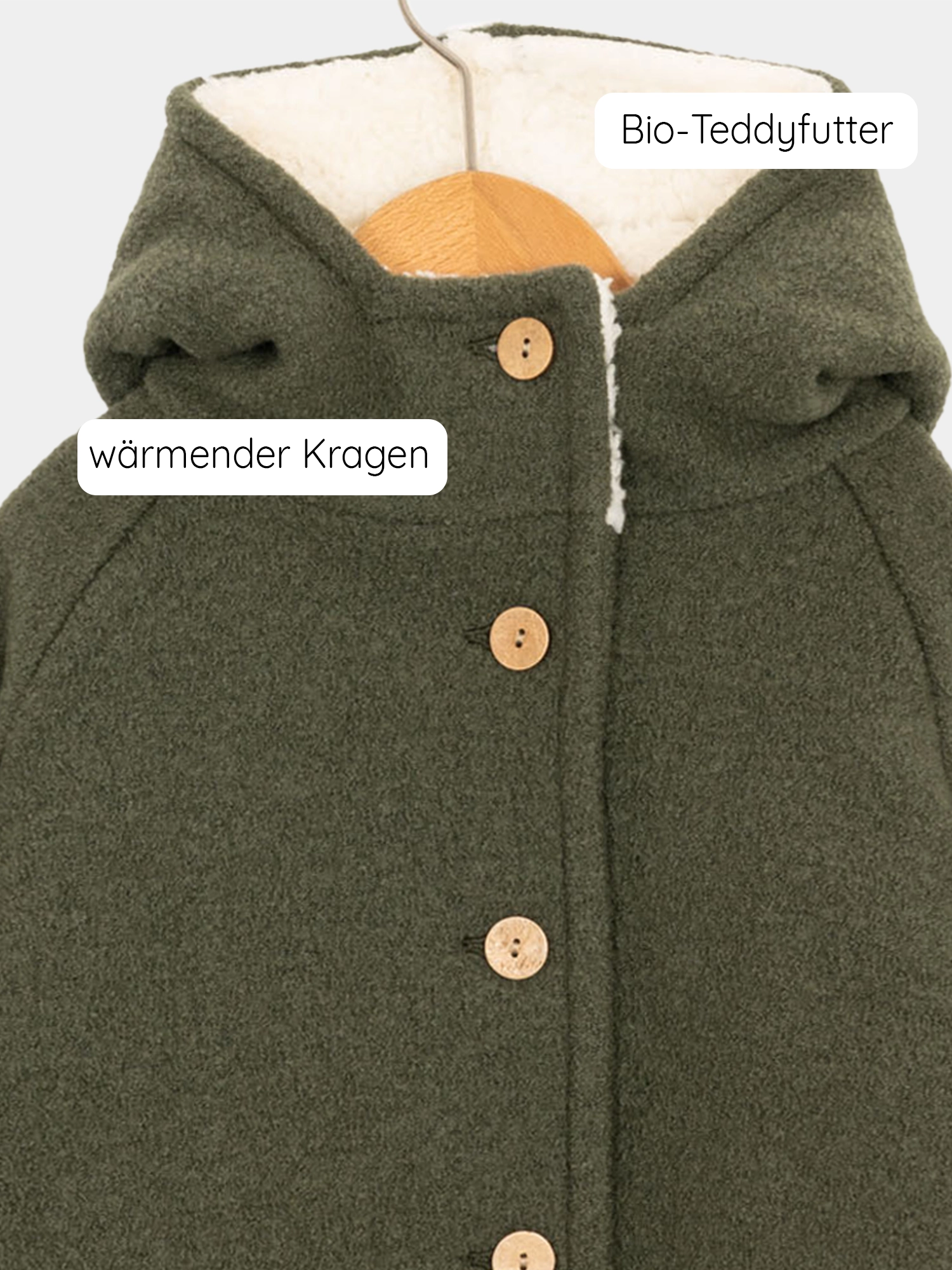 Teddy-Wichteljacke Wollwalk - Avocado