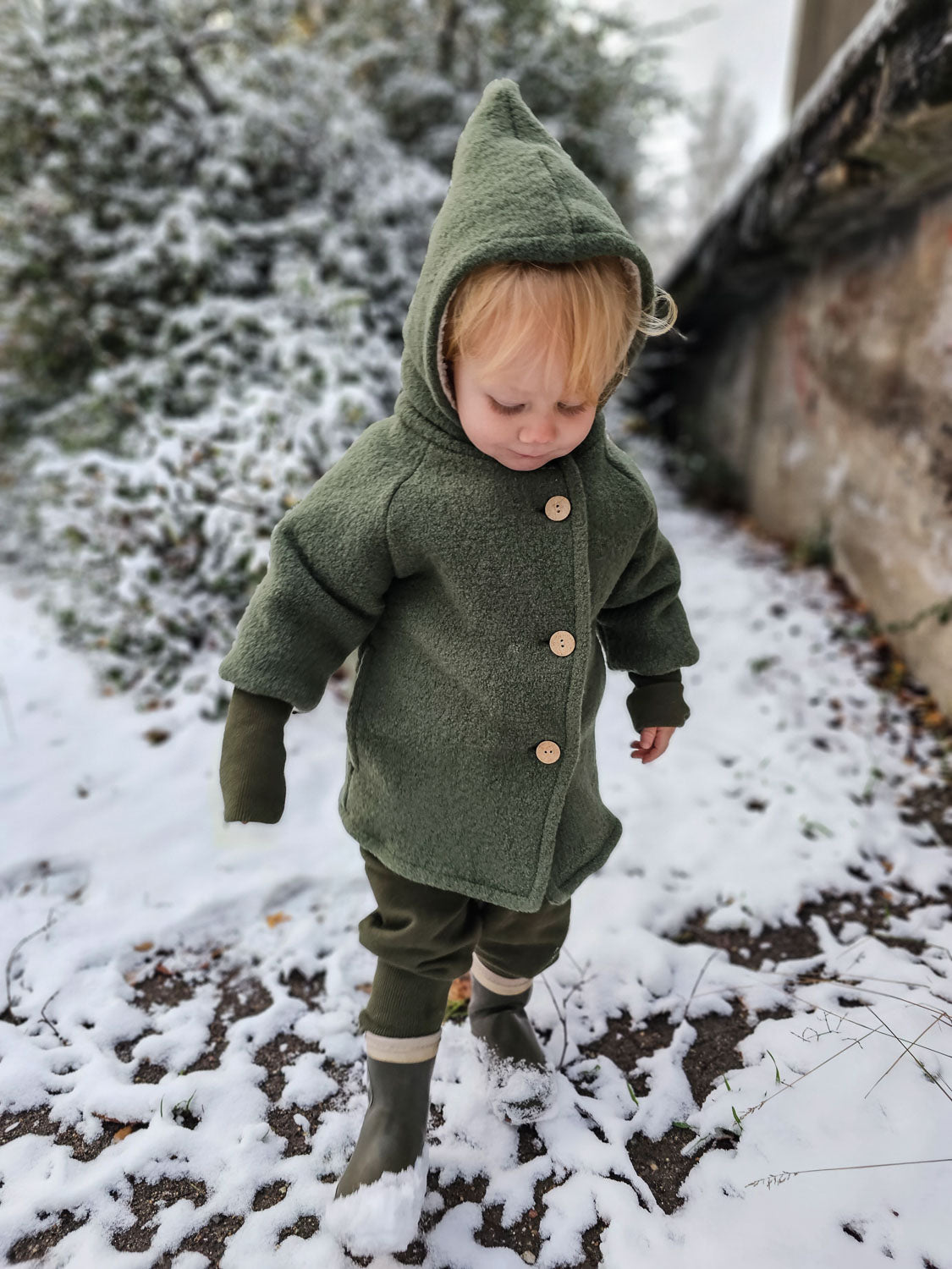 Teddy-Wichteljacke Wollwalk - Avocado