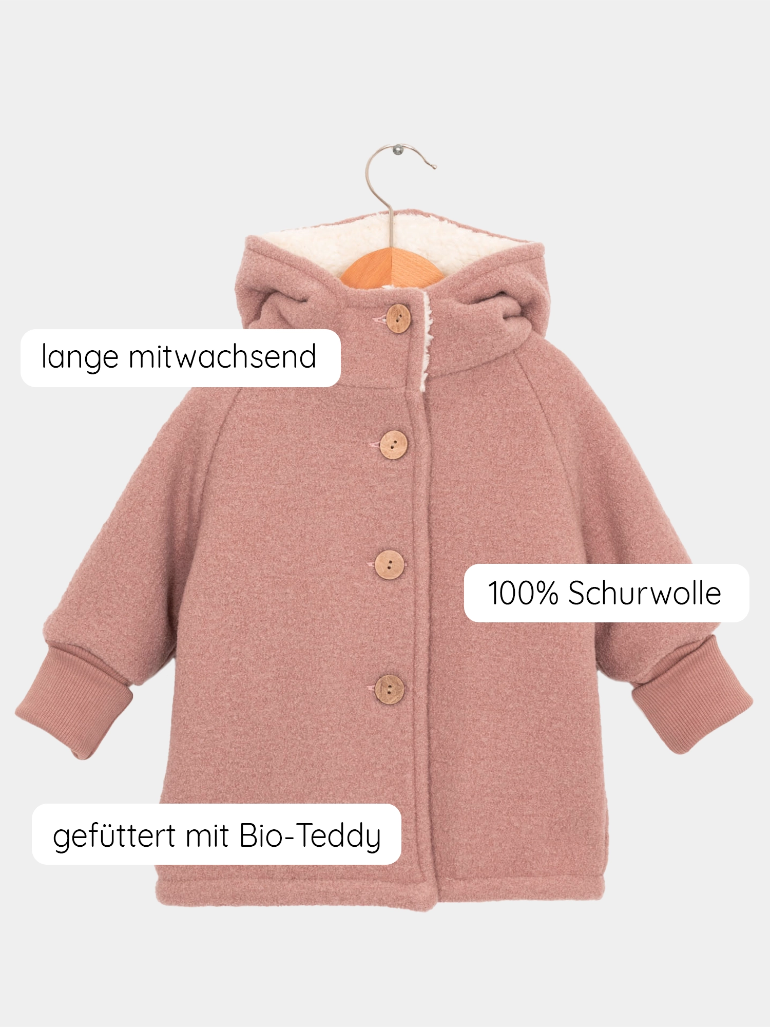 Teddy-Wichteljacke Wollwalk - Puder