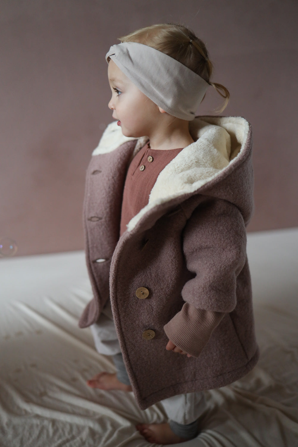 Teddy-Wichteljacke Wollwalk - Puder