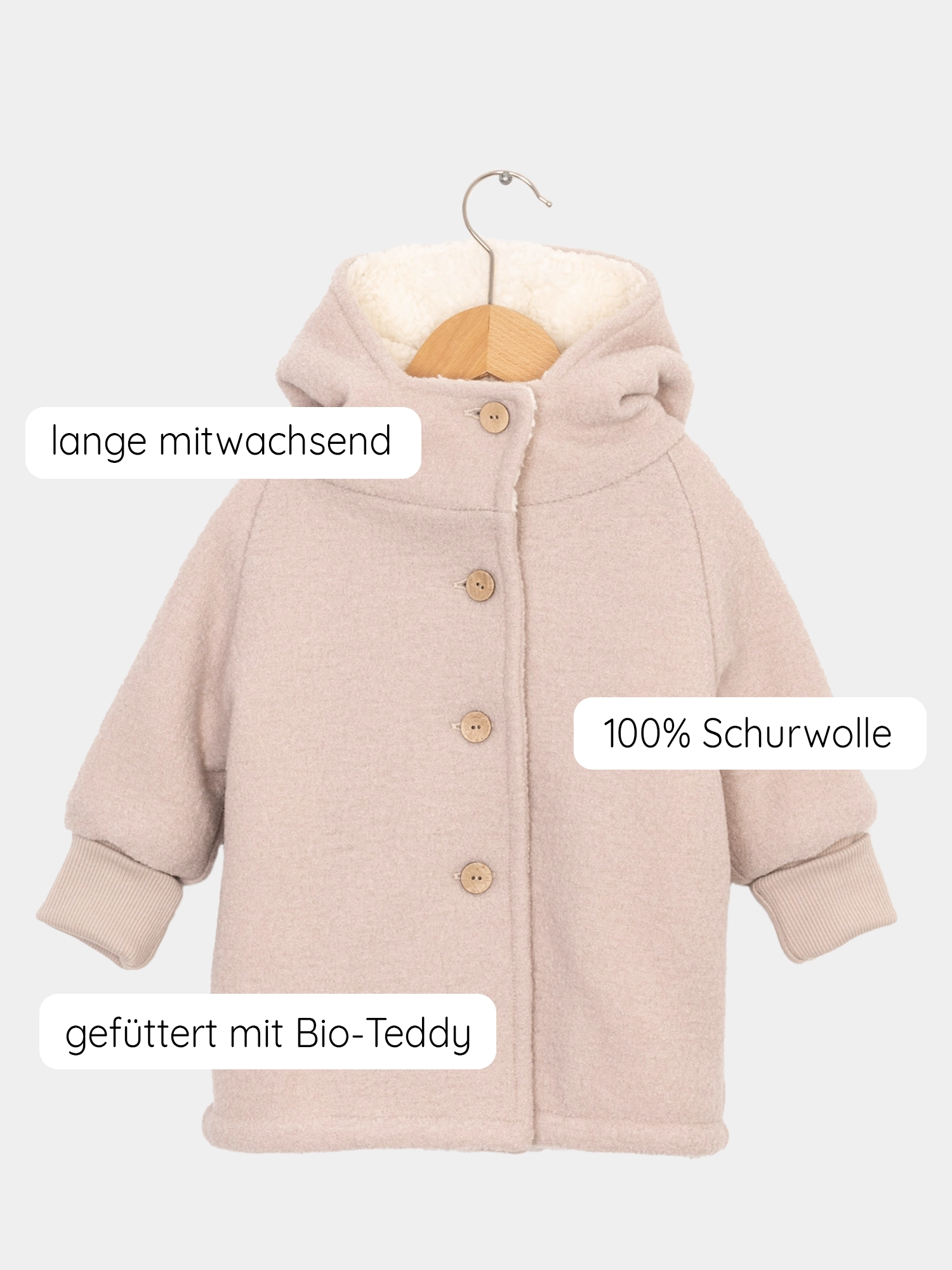 Teddy-Wichteljacke Wollwalk - Sand